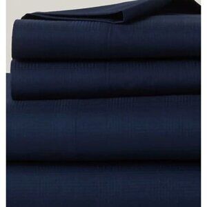 Ralph Lauren Home Organic Cotton Lovan Full Fitted Sheet Navy Blue NEW